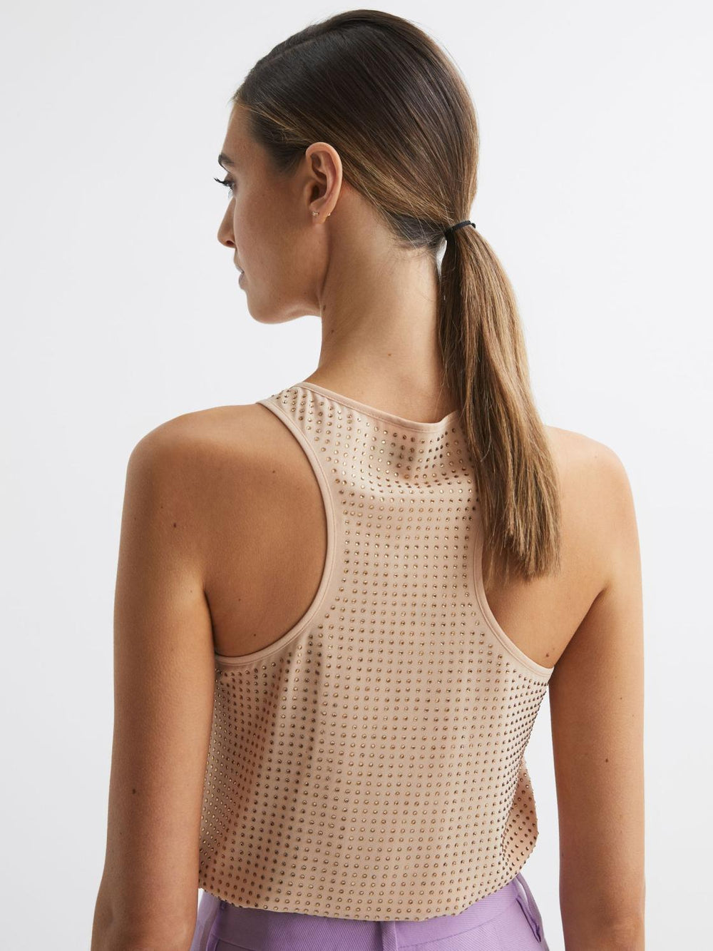 Reiss Tops | Brooklyn Embellished Scoop Neck Vest Nude - Women