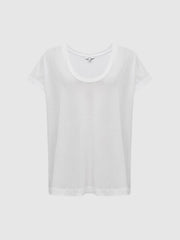 Reiss Tops | Caia Scoop Neck Pima Cotton T-Shirt Black - Women