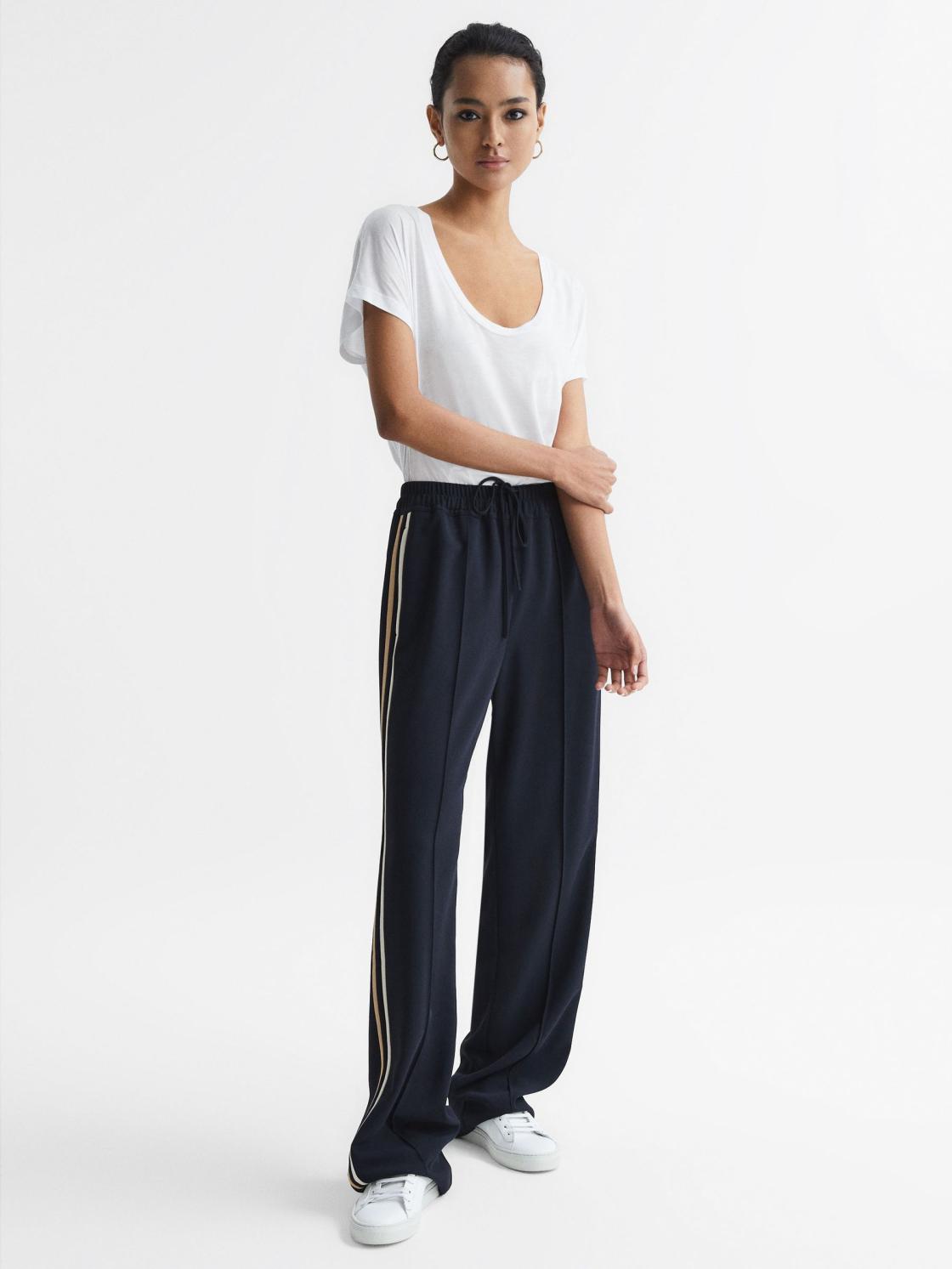 Reiss Tops | Caia Scoop Neck Pima Cotton T-Shirt Black - Women