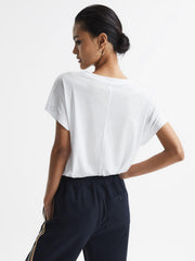 Reiss Tops | Caia Scoop Neck Pima Cotton T-Shirt Black - Women