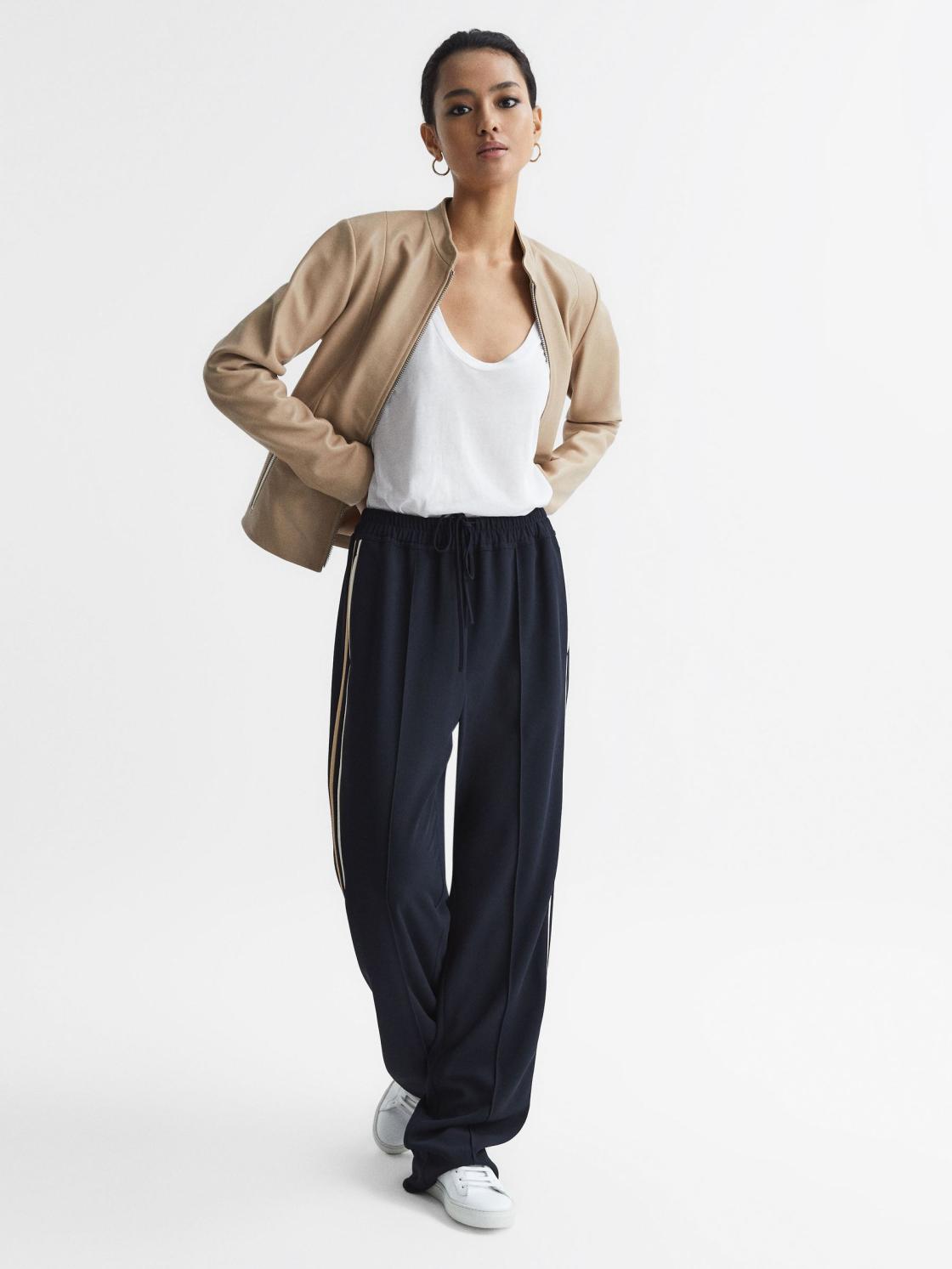 Reiss Tops | Caia Scoop Neck Pima Cotton T-Shirt Black - Women