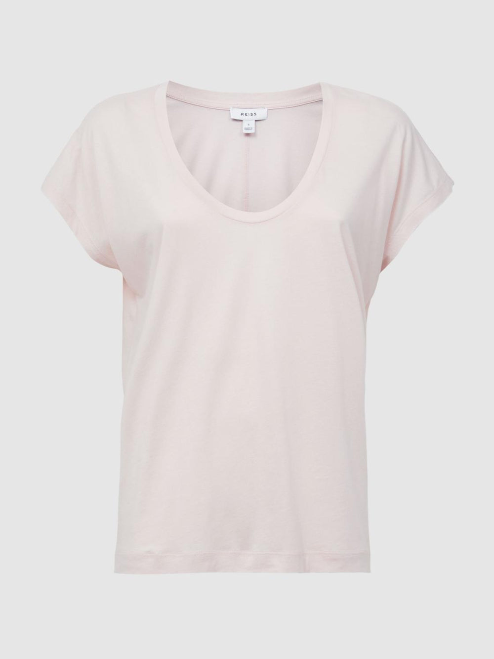 Reiss Tops | Caia Scoop Neck Pima Cotton T-Shirt Light Pink - Women