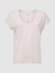Reiss Tops | Caia Scoop Neck Pima Cotton T-Shirt Light Pink - Women