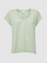 Reiss Tops | Caia Scoop Neck Pima Cotton T-Shirt Pistachio - Women