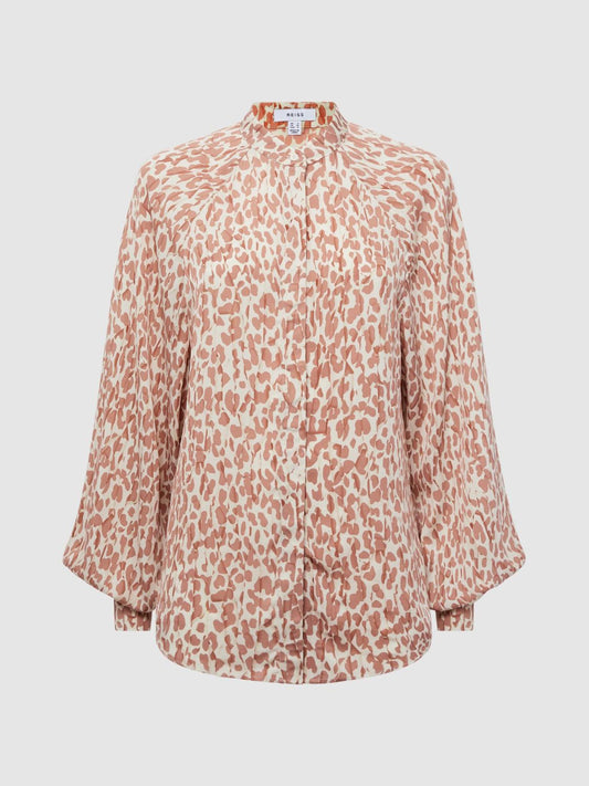 Reiss Tops | Calla Animal Print Blouse Neutral - Women