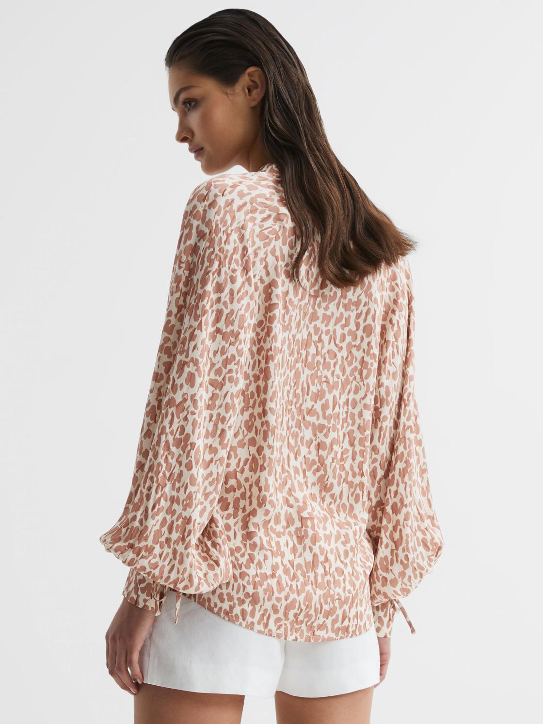 Reiss Tops | Calla Animal Print Blouse Neutral - Women