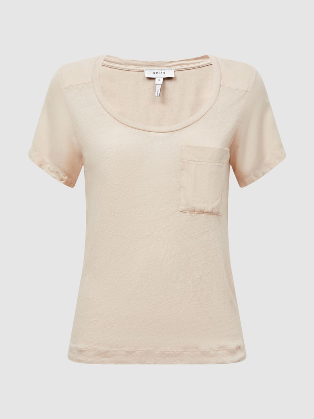 Reiss Tops | Camilla Linen Short Sleeve T-Shirt Stone - Women