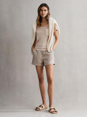 Reiss Tops | Camilla Linen Short Sleeve T-Shirt Stone - Women