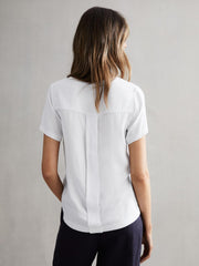 Reiss Tops | Camilla Linen Short Sleeve T-Shirt White - Women