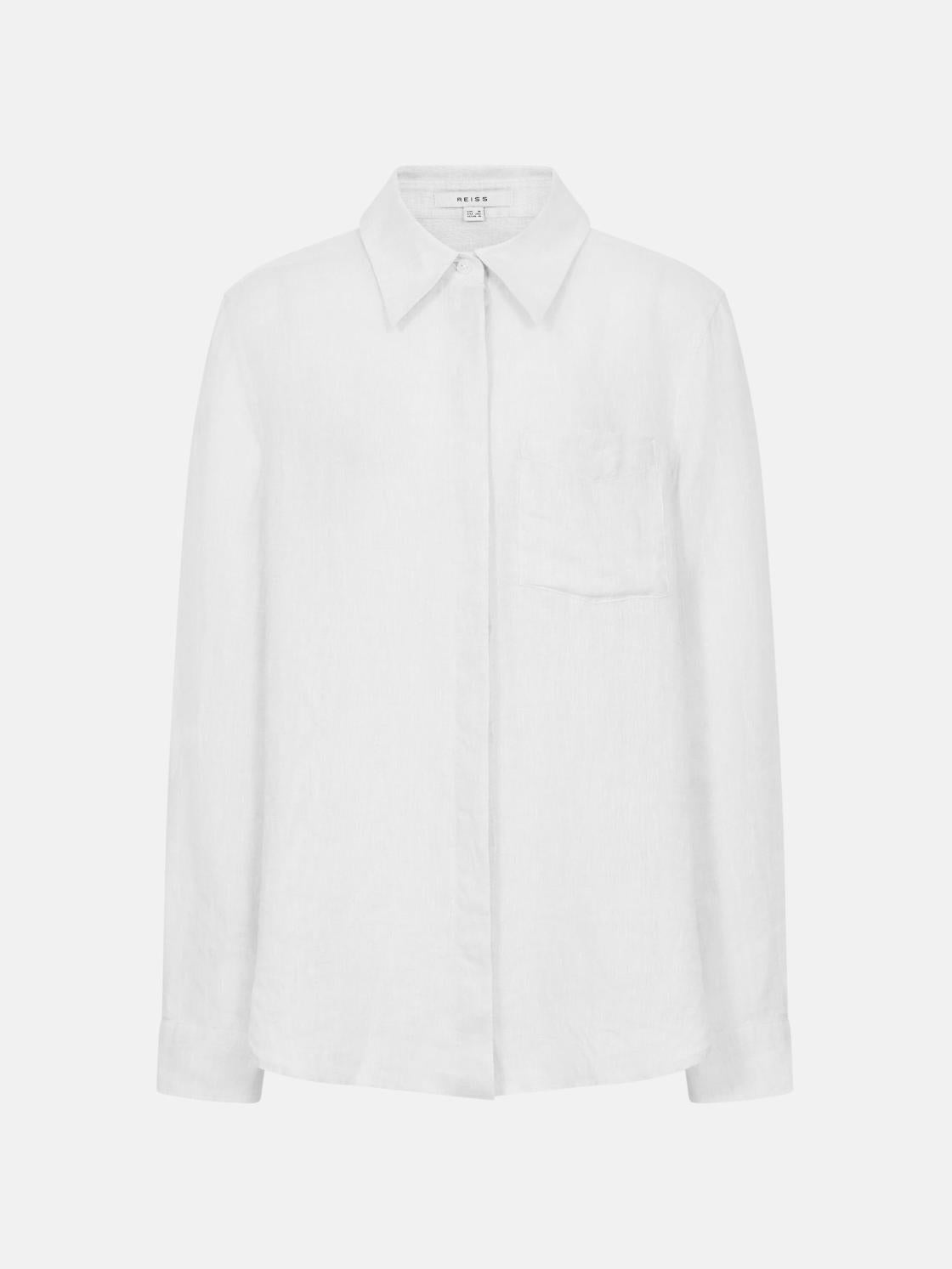 Reiss Tops | Campbell Linen Shirt Aqua - Women