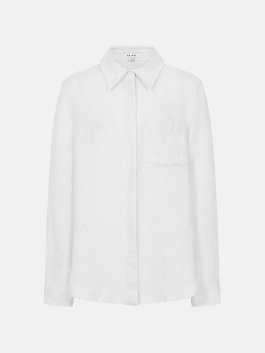 Reiss Tops | Campbell Linen Shirt Aqua - Women