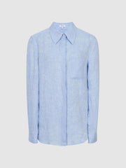 Reiss Tops | Campbell Linen Shirt Blue - Women