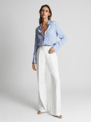 Reiss Tops | Campbell Linen Shirt Blue - Women