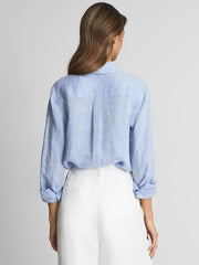 Reiss Tops | Campbell Linen Shirt Blue - Women