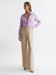 Reiss Tops | Campbell Linen Shirt Lilac - Women