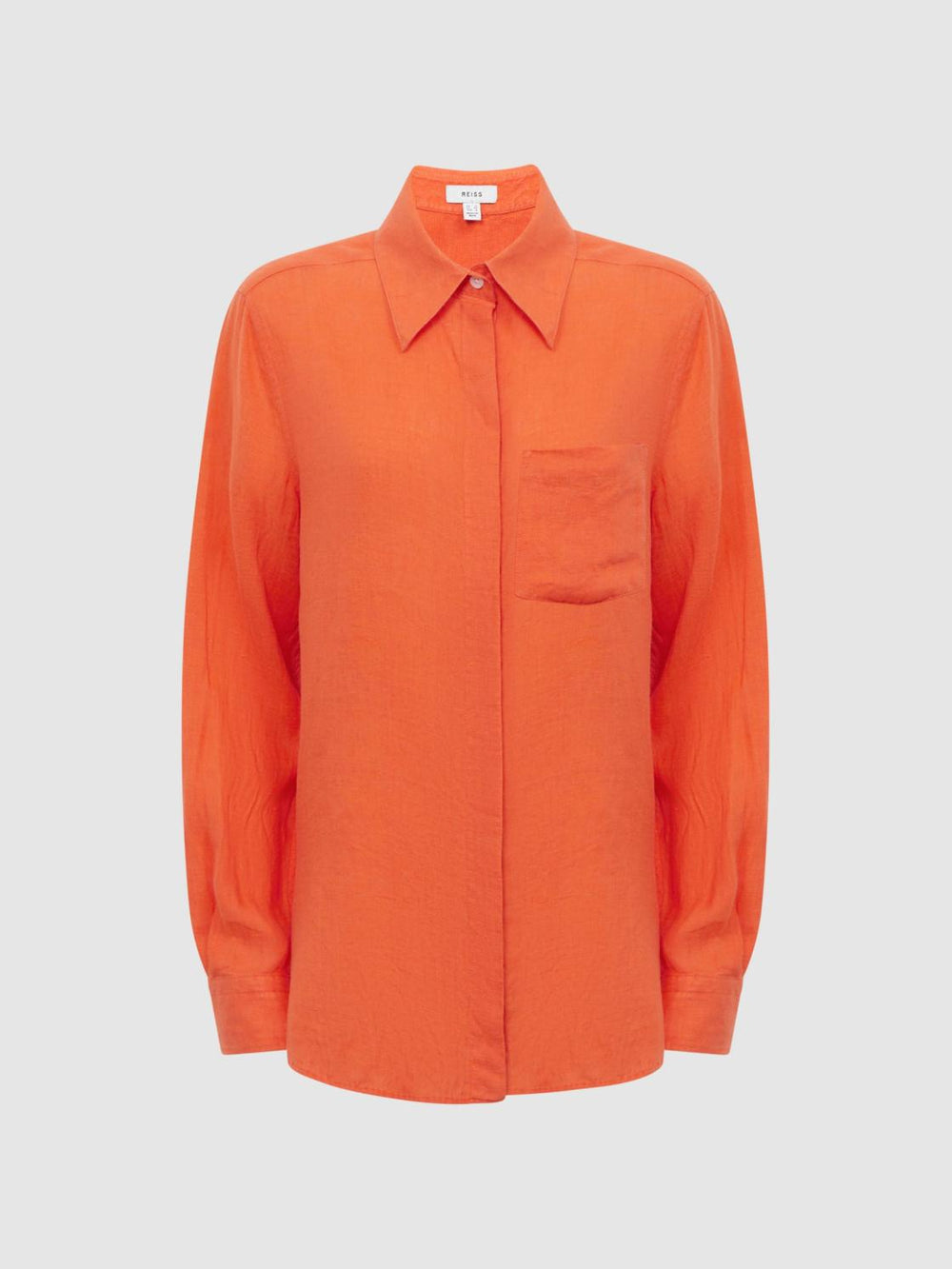 Reiss Tops | Campbell Linen Shirt Orange - Women