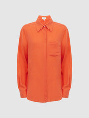 Reiss Tops | Campbell Linen Shirt Orange - Women