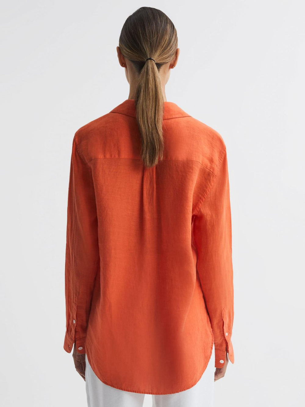 Reiss Tops | Campbell Linen Shirt Orange - Women