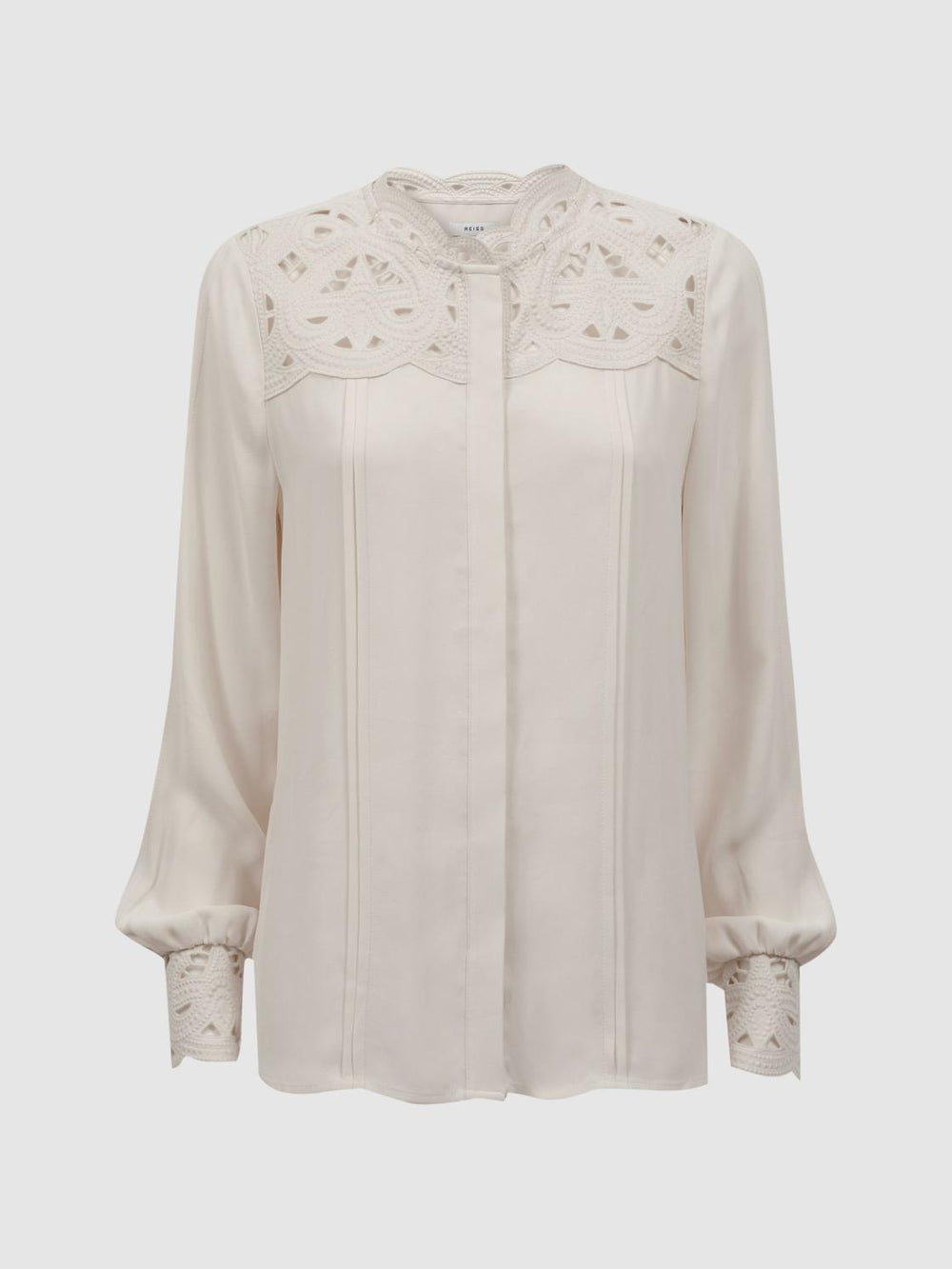 Reiss Tops | Celia Lace Cut-Out Blouse Ivory - Women