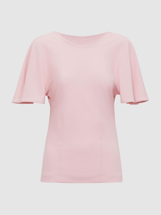 Reiss Tops | Connie Fluid Sleeve T-Shirt Light Pink - Women