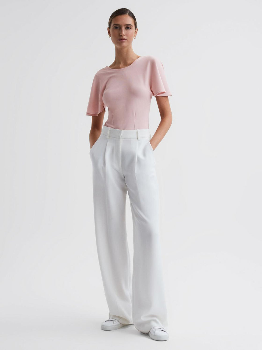 Reiss Tops | Connie Fluid Sleeve T-Shirt Light Pink - Women