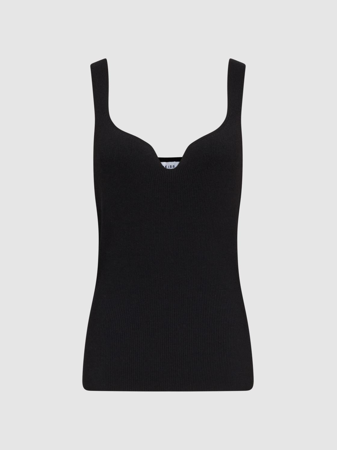 Reiss Tops | Daisy Sweetheart Neck Top Black - Women