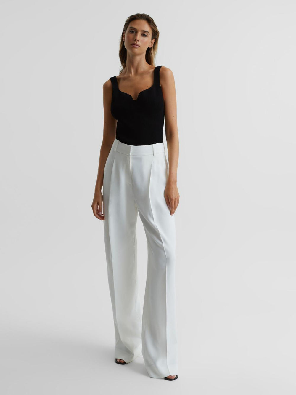 Reiss Tops | Daisy Sweetheart Neck Top Black - Women