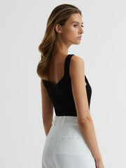 Reiss Tops | Daisy Sweetheart Neck Top Black - Women