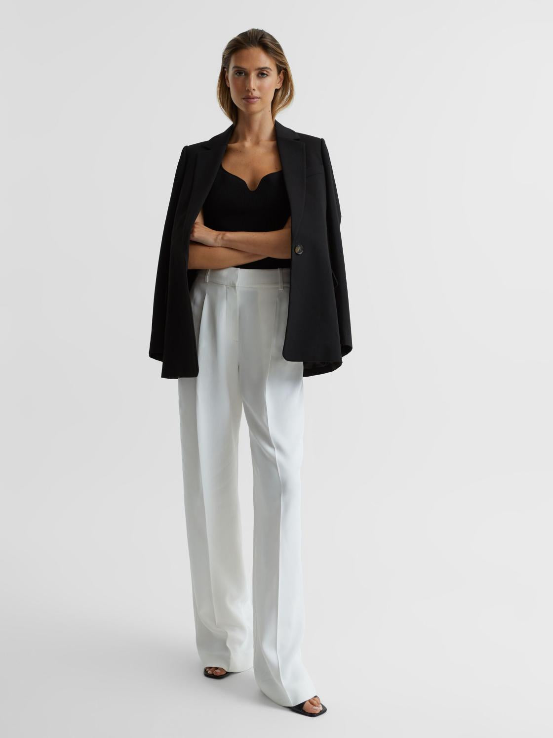 Reiss Tops | Daisy Sweetheart Neck Top Black - Women