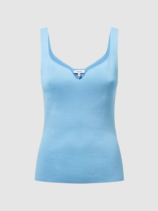 Reiss Tops | Daisy Sweetheart Neck Top Blue - Women