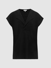 Reiss Tops | Delia V-Neck Short Sleeve Top Black - Women