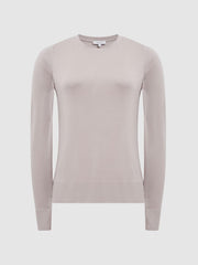 Reiss Tops | Drew Long Sleeve Crew Neck Top Blush - Women