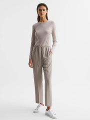 Reiss Tops | Drew Long Sleeve Crew Neck Top Blush - Women