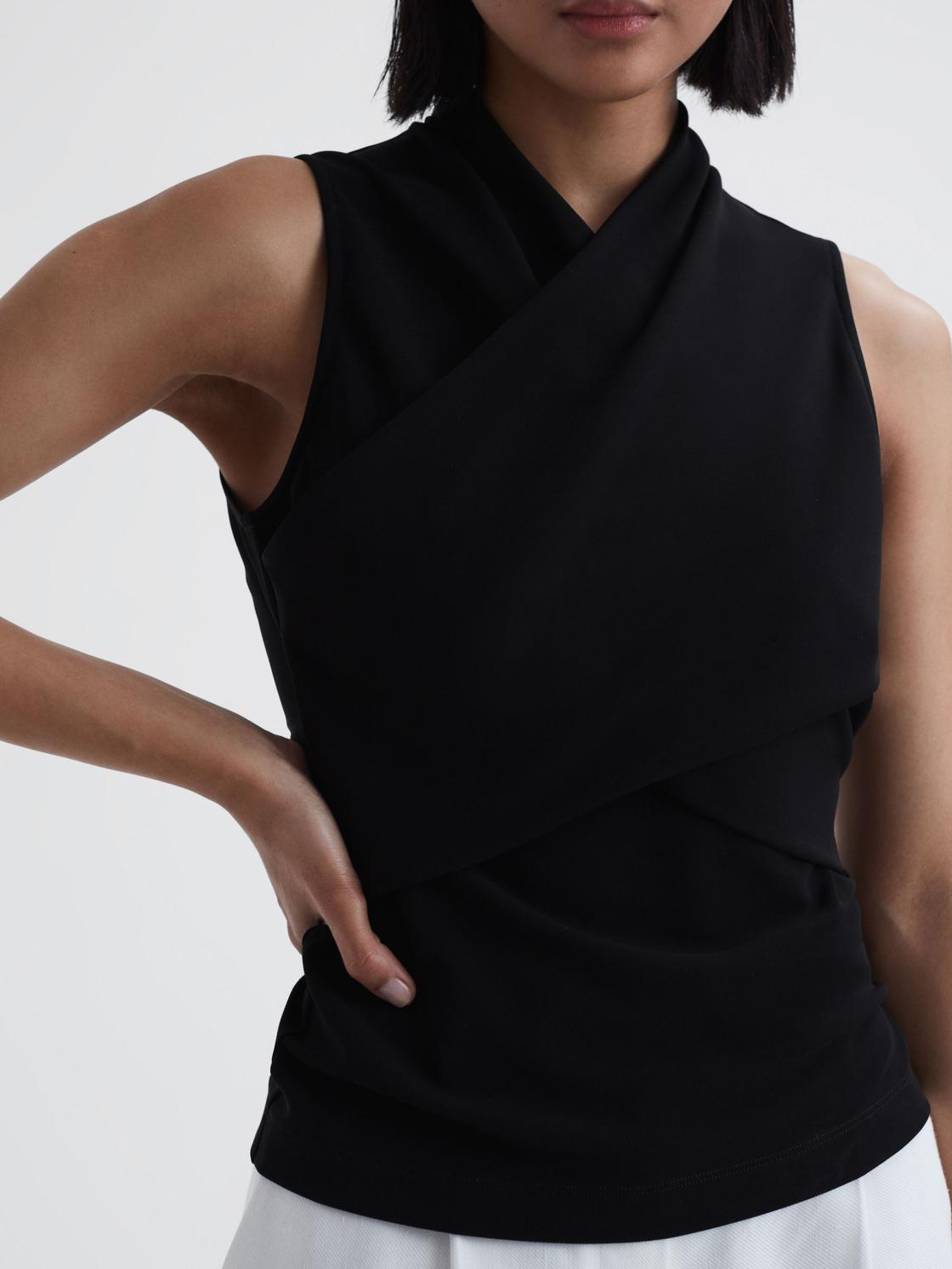 Reiss Tops | Eli Sleeveless Wrap Top Black - Women
