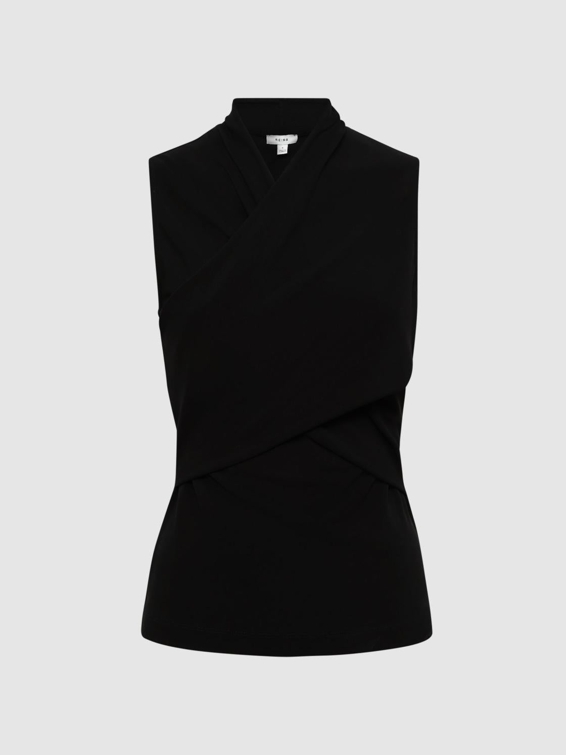 Reiss Tops | Eli Sleeveless Wrap Top Black - Women