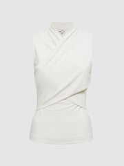 Reiss Tops | Eli Sleeveless Wrap Top Black - Women