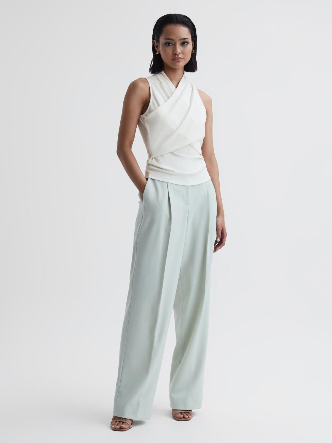 Reiss Tops | Eli Sleeveless Wrap Top Black - Women