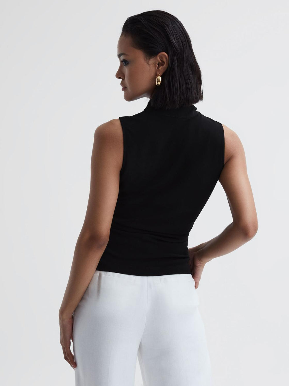 Reiss Tops | Eli Sleeveless Wrap Top Black - Women