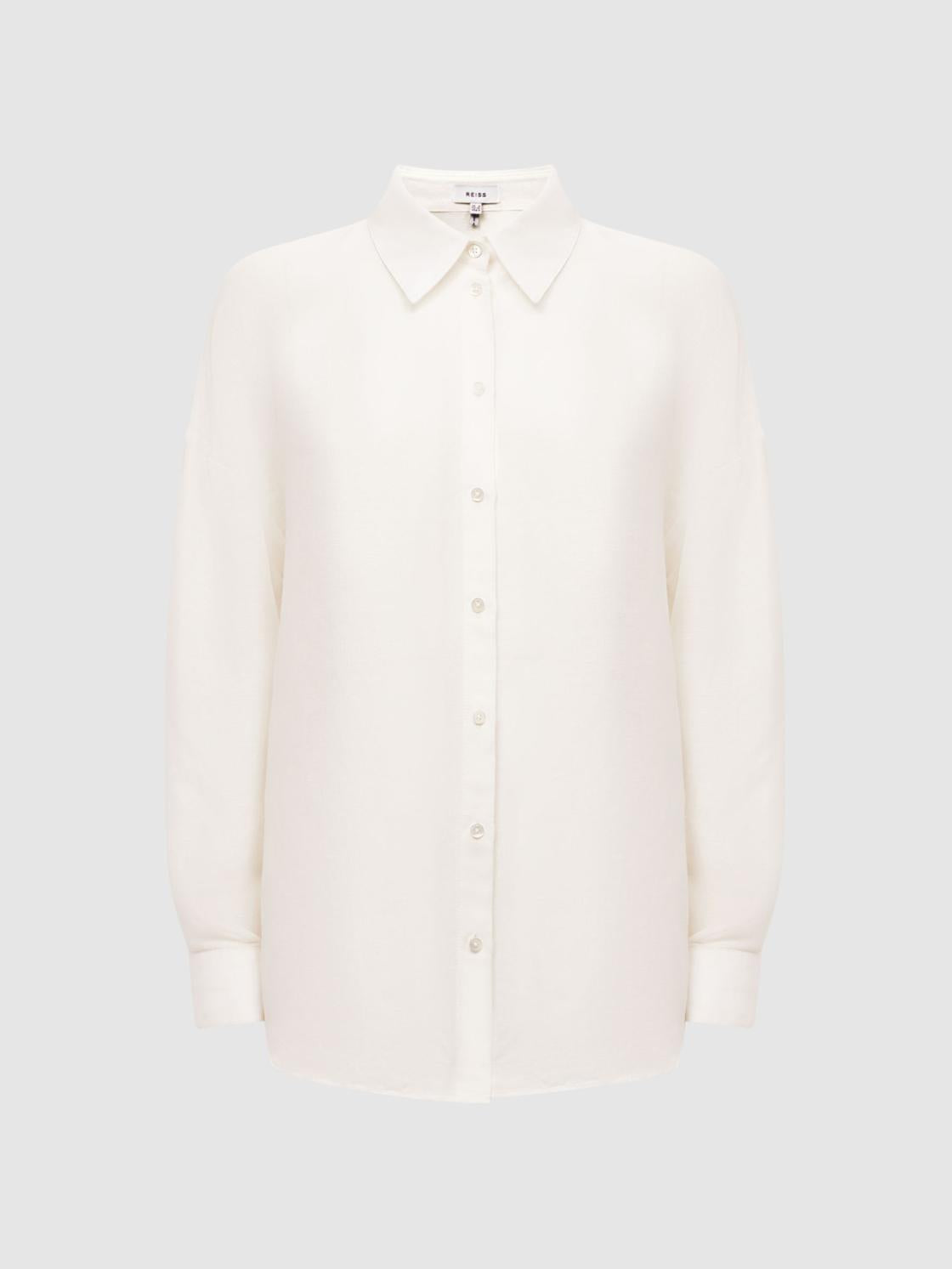 Reiss Tops | Ellis Oversized Long Sleeve Shirt Ivory - Women