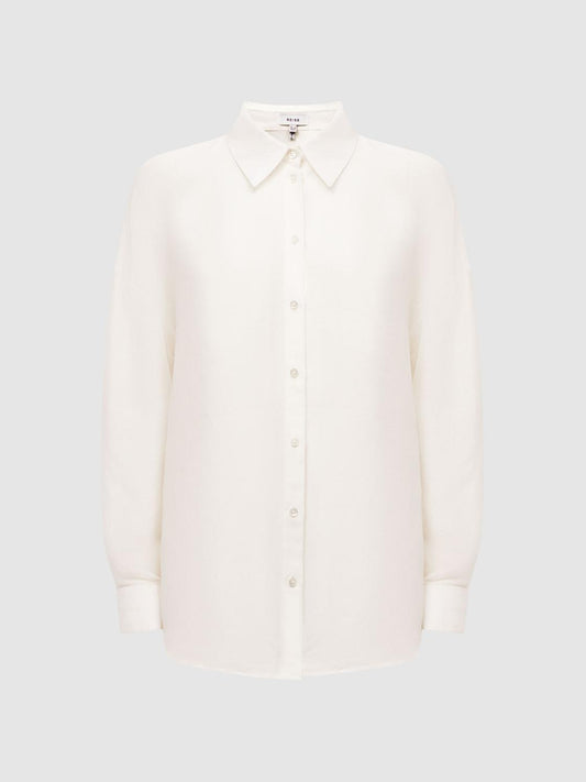 Reiss Tops | Ellis Oversized Long Sleeve Shirt Ivory - Women