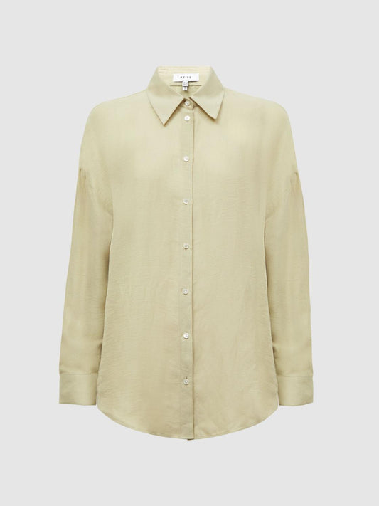 Reiss Tops | Ellis Oversized Long Sleeve Shirt Ivory - Women