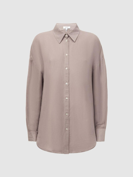 Reiss Tops | Ellis Oversized Long Sleeve Shirt Ivory - Women