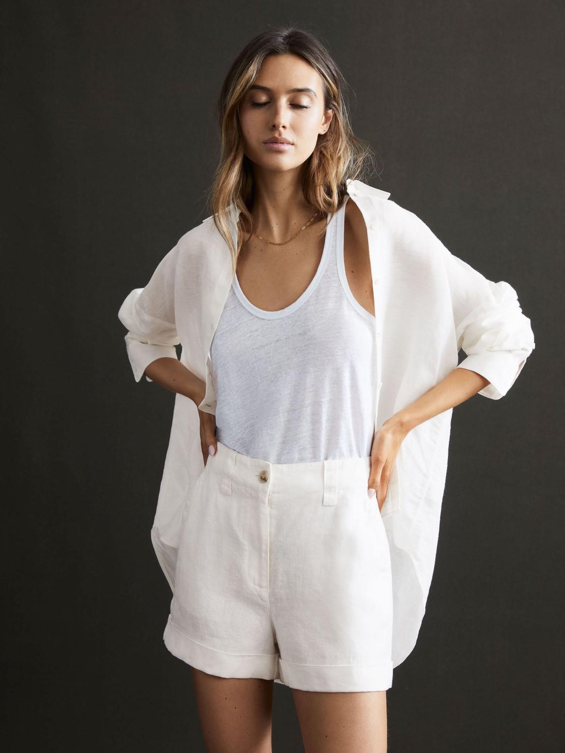 Reiss Tops | Ellis Oversized Long Sleeve Shirt Ivory - Women