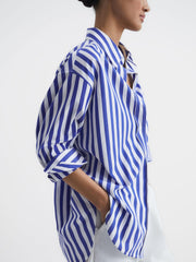 Reiss Tops | Emma Relaxed Fit Striped Cotton Shirt Blue/white - Women