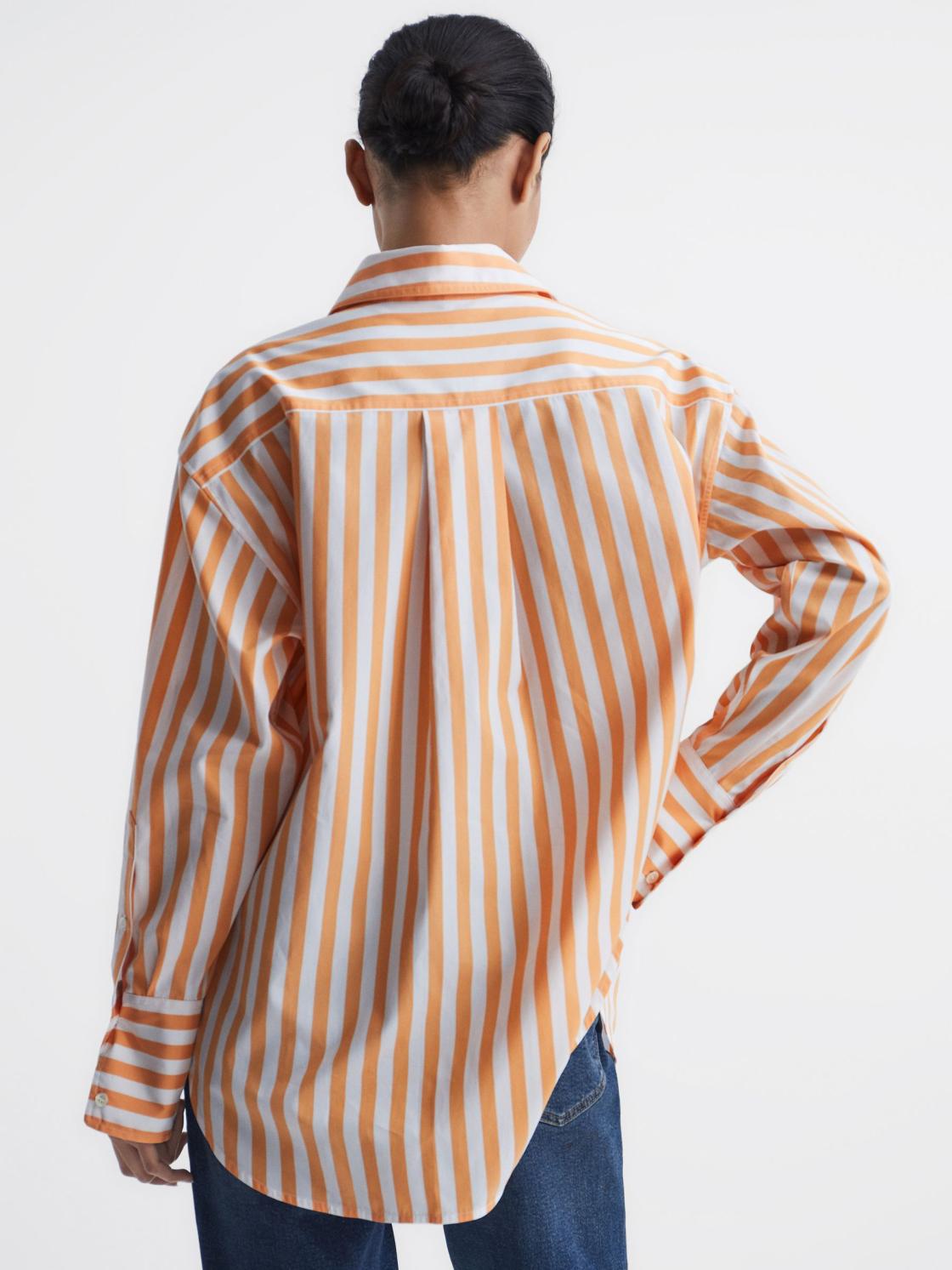 Reiss Tops | Emma Relaxed Fit Striped Cotton Shirt Blue/white - Women