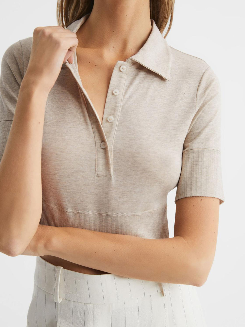 Reiss Tops | Eva Polo Crop Top Neutral - Women