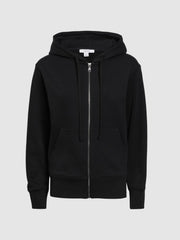 Reiss Tops | Frankie Zip Through Cotton Hoodie Black - Women