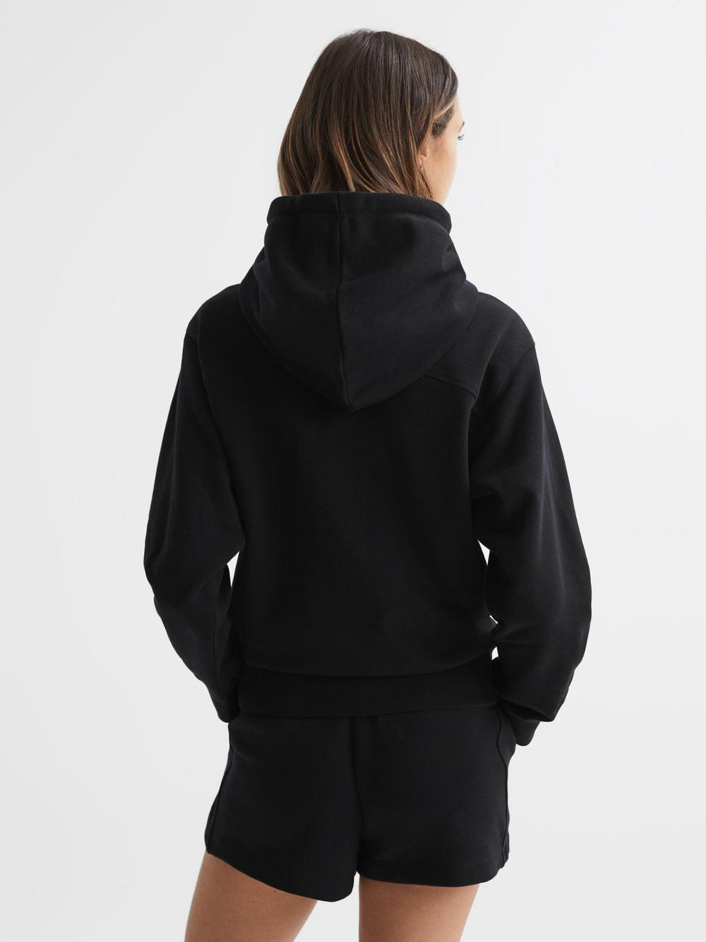 Reiss Tops | Frankie Zip Through Cotton Hoodie Black - Women