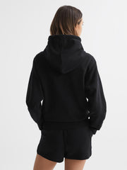 Reiss Tops | Frankie Zip Through Cotton Hoodie Black - Women