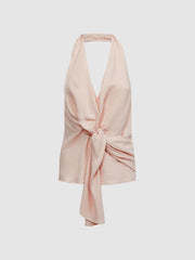 Reiss Tops | Freda Tie Halter Neck Blouse Ivory - Women